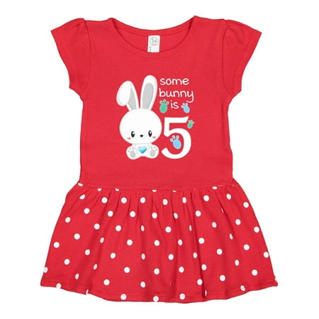 

Inktastic Somebunny is Five- 5th Birthday Bunny Gift Toddler Girl Dress