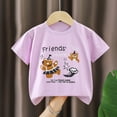 thumbnail image 2 of CAICJ98 Toddler Baby Boy Girl Graphic T-Shirt 6 12 18 24 Months 2T 3T 4T 5T Short Sleeve Crew Neck Loose Cute Tee Tops Summer Clothes (Light Purple,4-5 Years), 2 of 7