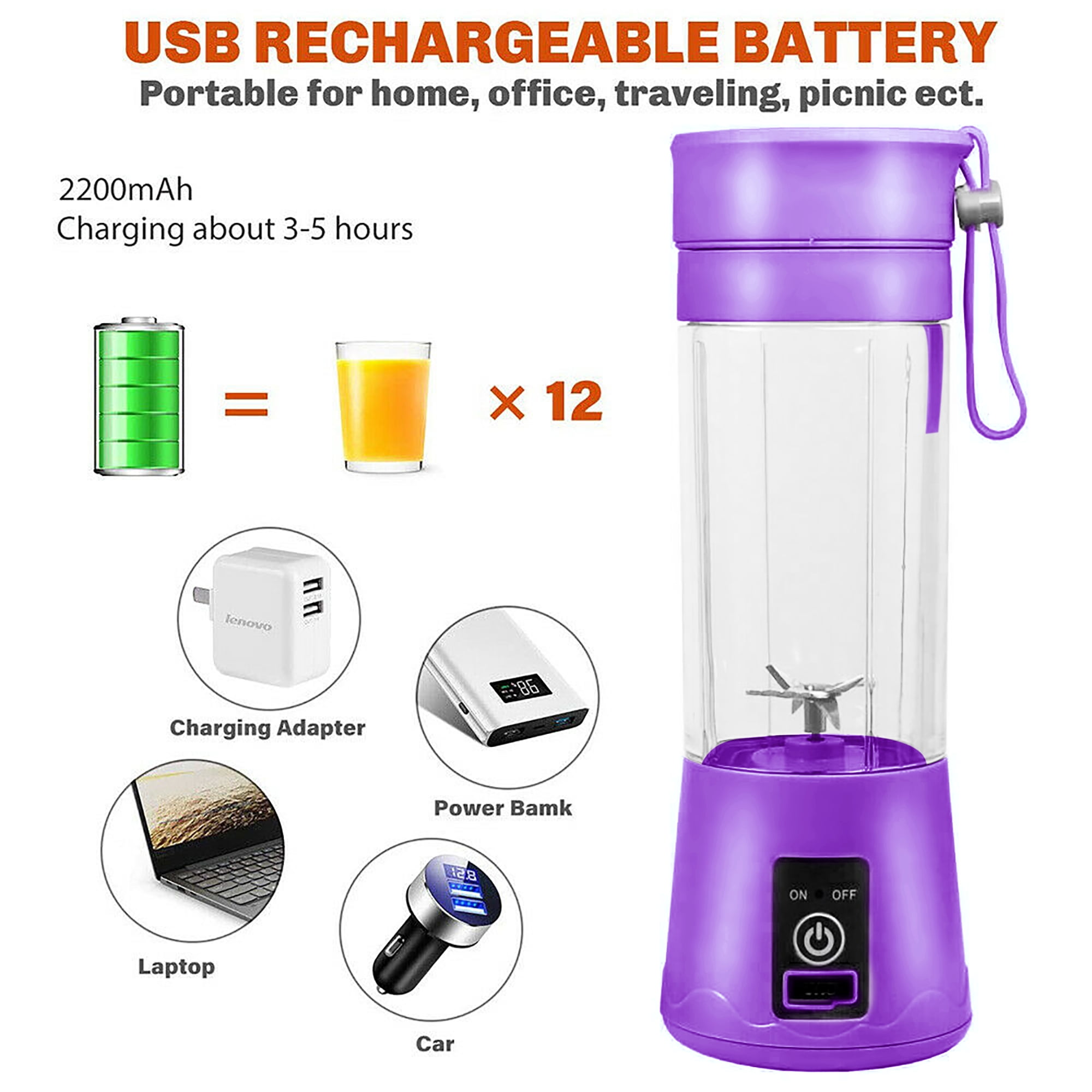 Mini Blender Portable Personal Blender USB Rechargeable Smoothie Blender For Shakes Smoothies, Household Mixer Blender For Fruit Juicer Orange Vegetable Carrots Juicer,4 Colors