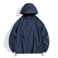 thumbnail image 5 of sususu Long Rain Jackets For Men,Lightweight Casual Jacket Breathable Sun Outdoor Windbreaker Hooded Zipper Jacket For Hiking Travel Daily Wear,Navy,XL, 5 of 5
