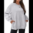 thumbnail image 3 of Sudadera de Gran Tamaño para Mujer, Cuello Redondo, Larga, Jersey de , Ropa de Moda de Otoño con Bolsillo Gris XXL, 3 of 9