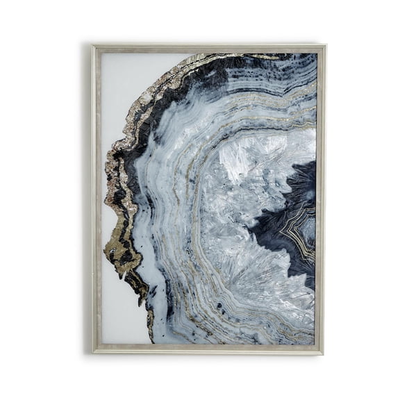 Two's Company Gray Black White Agate Wall Art, 31.5"x23.75"