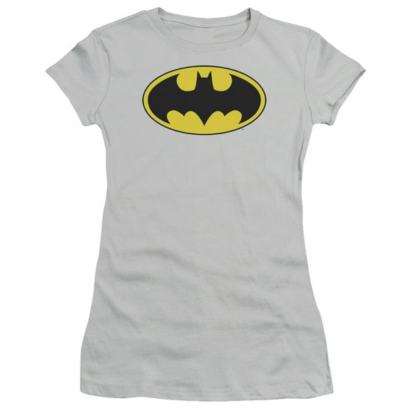 Dc - Batman Logo - Juniors Teen Girls Cap Sleeve Shirt - Large