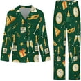 thumbnail image 4 of Top-kevin Pajama Sets for Womens Gingerbread Men Snowflakes Stars Loose Button Down Long Sleeve Shirts And Pants Set, 4 of 6