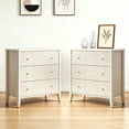 thumbnail image 5 of 4-Piece Fluted Bedroom Furniture Set, 2 Nightstands with Charging Station & 2 Dressers, Modern Wood Bedroom Set with Drawers and Metal Handles for Bedroom, Apartment, Small Spaces，Alabaster White, 5 of 8