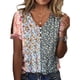 thumbnail image 2 of Blusa de mujer con botones, cuello en V, manga corta, hombros descubiertos, elegante, informal, Top para mujer para verano, 2 of 6