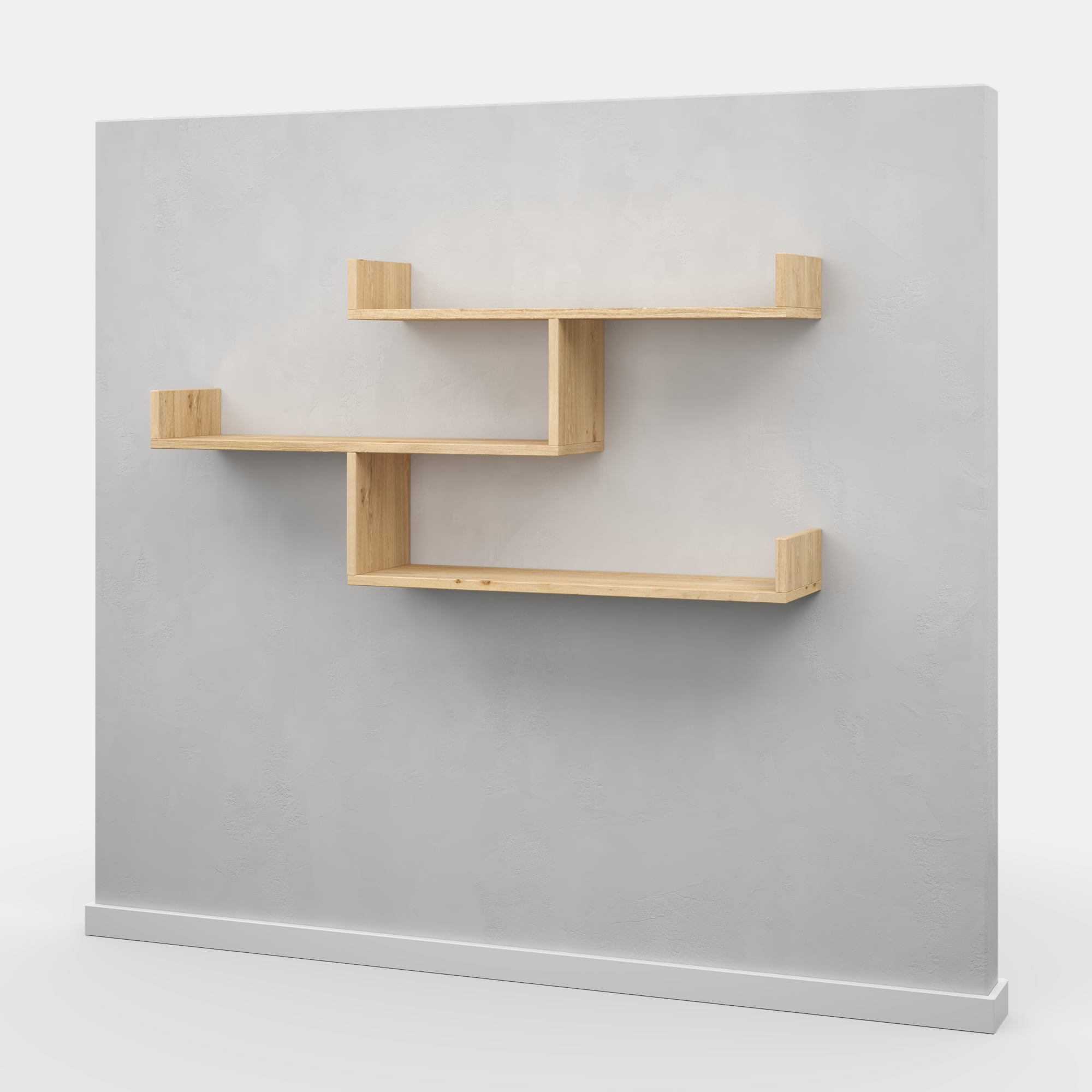 Ada Home Decor Furniture 47" 3 Tier Oak Wilton Modern Wall Shelf