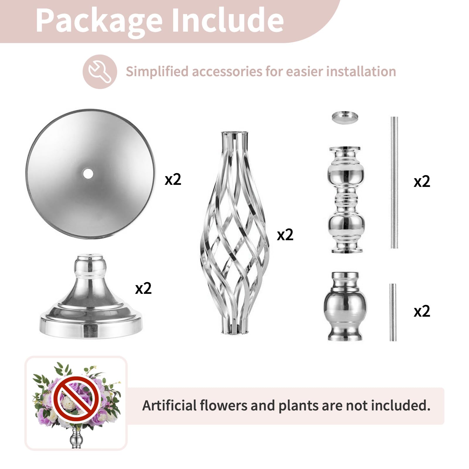 Nuptio Silver Tall Flower Centerpiece Stands, Set of 10 photo 6