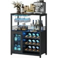 thumbnail image 7 of Homhougo Wine Bar Cabinet with LED Lights, Liquor Cabinet Bar with Storage, Detachable Wine Rack, Glass Holder & Mesh Door, Small Coffee Buffet Sideboard for Dining Room Kitchen Living Room, Black, 7 of 7