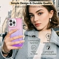 thumbnail image 6 of Card Slot Gradient Color Transparent Phone Case for iPhone 16 Plus, Soft TPU Shockproof Anti-Fall Slim Hard PC Back Cover with Tempered Glass Lens Protector for iPhone 16 Plus - Pink+Purple, 6 of 8