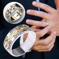 thumbnail image 1 of QIPOPIQ Clearance Rings Men's Punk Accessories Gold Plated Rhinestone Two Tone Gifts for Her, 1 of 2