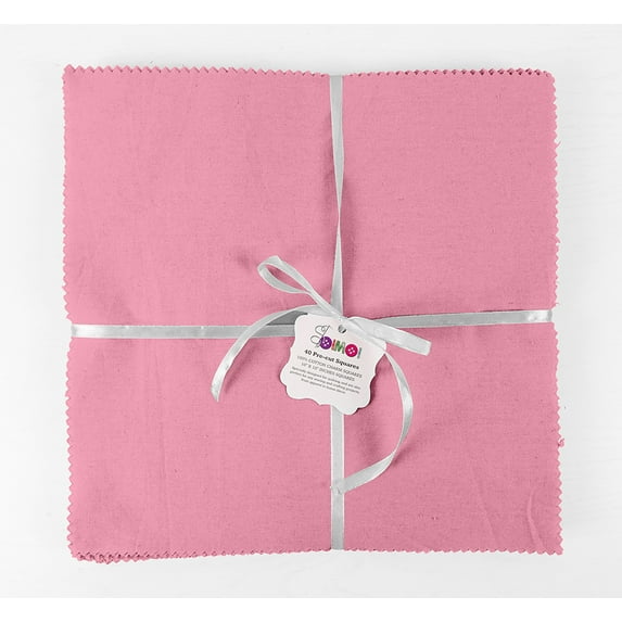Soimoi Solid Light Pink Precut 10-inch Cotton Fabric Quilting Squares Charm Pack DIY Patchwork Sewing Craft