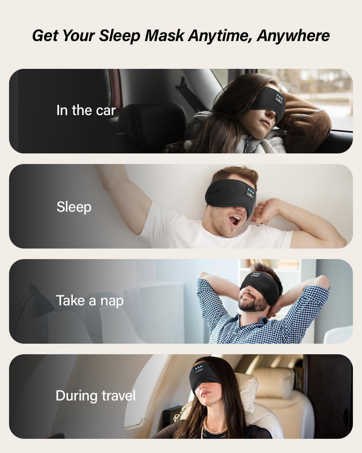 LC-dolida Sleep Headphones, White Noise Bluetooth Sleep Mask 3D Wireless Eye Mask Sleeping Headphones, Sleep Mask with Bluetooth Headphones for Side Sleepers Travel Yoga, Cool Gifts