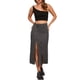 thumbnail image 2 of Falda de mezclilla larga con cremallera frontal y abertura para mujer INSPIRE CHIC, con bolsillos, color negro, 2 of 5