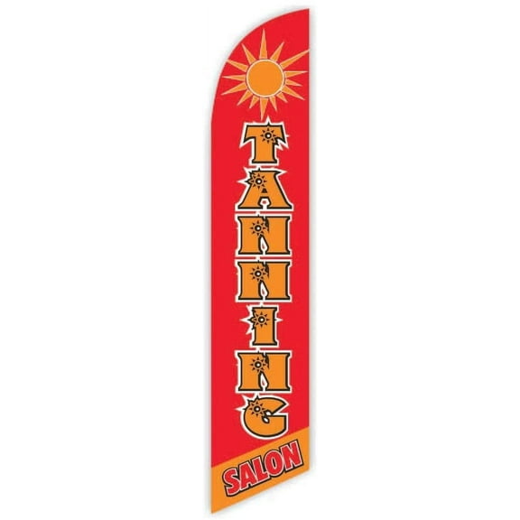 Cobb Promo Tanning Salon Red Advertising Feather Flag 12ft - Replacement Flag Only Without Poleset