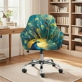 thumbnail image 2 of Whosucclay Peacock Oil Painting Print Curved Back Chair Covers Soft Stretch Dining Chair Slipcovers Removable Swivel Accent Chair Covers Universal Swivel Armchair Cover Protector, 2 of 7