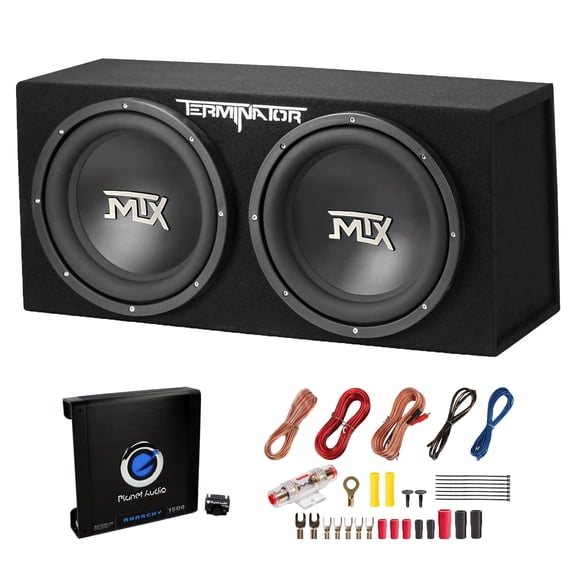 MTX 12" Subwoofers Enclosure, Planet Audio Amplifier, Soundstorm Wire Kits