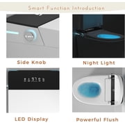 Winzo 10 Rough-in Smart Toilet with Bidet For Small Bathroom, Auto Flush, LED Night Light, Heated Bidet with Warm Air Drying (White with Black Panel)