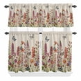 thumbnail image 2 of Kitchen Window Curtains Valance and Tier Set, Garden Watercolor Floral Butterfly Rod Pocket Tier Curtain Valance Set, Spring Plants on Burlap Light Filtering Cafe Curtains for Bedroom Living Room, 2 of 9