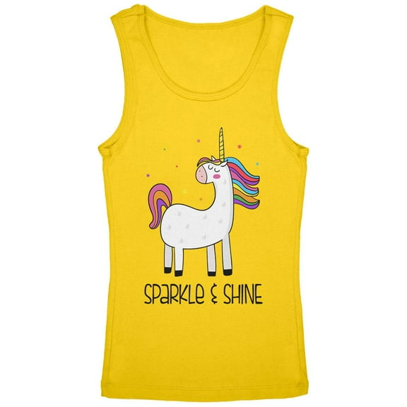 Unicorn Sparkle and Shine Youth Girls Tank Top Yellow YLG