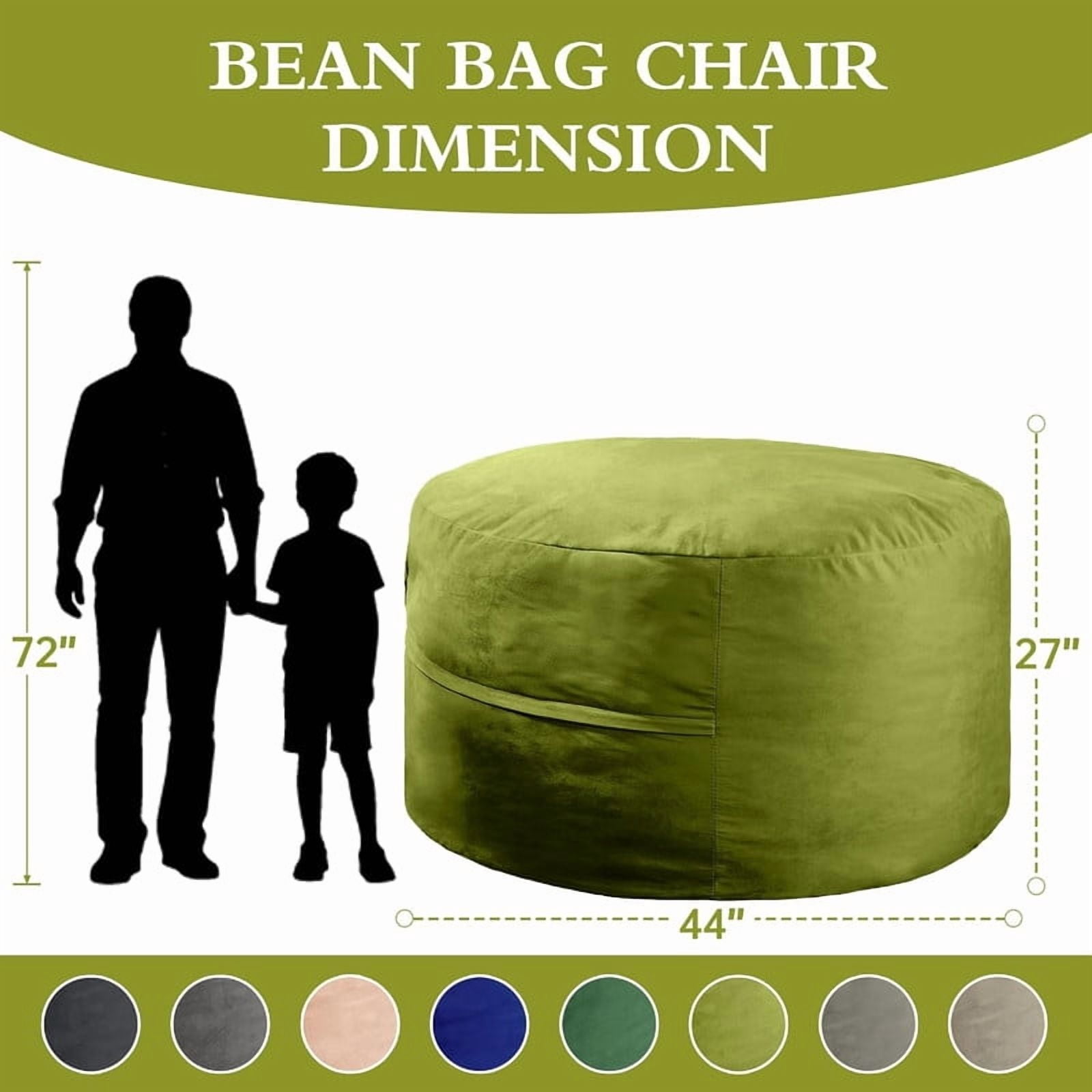 MOOSENG 4FT Bean Bag Chair, Comfy Bean Bag for Adults & Kids, Fluffy Large Bean Bag Sofa with Removable Cover & Side Pocket for Living Room, Gaming, Playroom