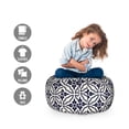 thumbnail image 2 of Geometric Storage Toy Bag Chair, Symmetrical Circular Pattern Floral Elements Japanese Mandala Flower Foliage, Stuffed Animal Organizer Washable Bag, Large Size, Dark Blue Cream, by Ambesonne, 2 of 3