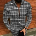 thumbnail image 5 of UVEASISHA Beach Shirts for Men Plaid Long Sleeve Button Down Shirt Lightweight Fashion Wedding Shirts Slim Fit Casual Dress Shirt Fall Clothes Gray L, 5 of 9