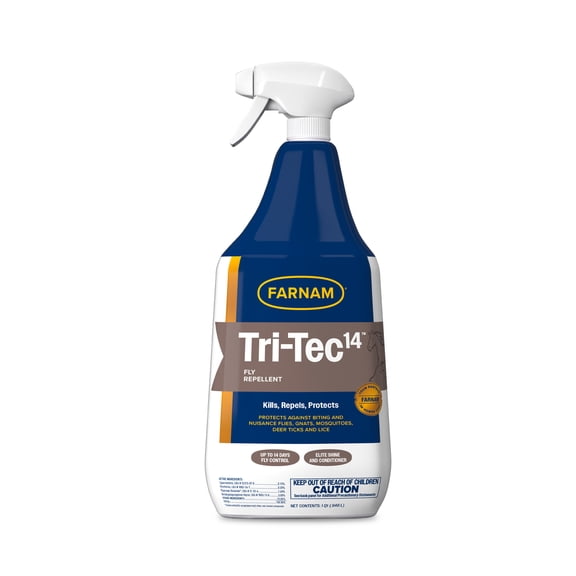 Farnam Tri-Tec 14 Fly Repellent for Horses, Kills, Repels, Protects, 32 Ounces