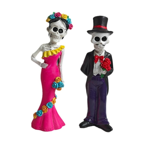 Figura de pareja de esqueletos nunca muere, regalo, escultura de resina, esqueleto de novios, boda para aniversario, estante de mesa