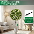 thumbnail image 2 of 25 Inch Artificial Boxwood Topiary Ball Trees with  Flowers Set of 2  Outdoor  Ground Spike Indoor Outdoor Decor, 2 of 6