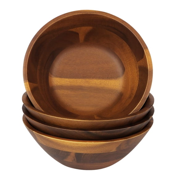 Juego de 4 cuencos de madera AIDEA Acacia para ensalada, 18 cm