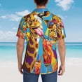 thumbnail image 6 of Goofa Colorful Giraffes with Drinks Hawaiian Shirt for Men, Unisex Summer Beach Casual Short Sleeve Button Down Shirts,Aloha Tropical Floral print shirt-Medium, 6 of 9