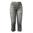thumbnail image 5 of XPMWRP Women's Stretchy Non-Denim Capri Pants High Waist Casual 3/4 Length Trousers with Split Hem for All Seasons Black S, 5 of 8