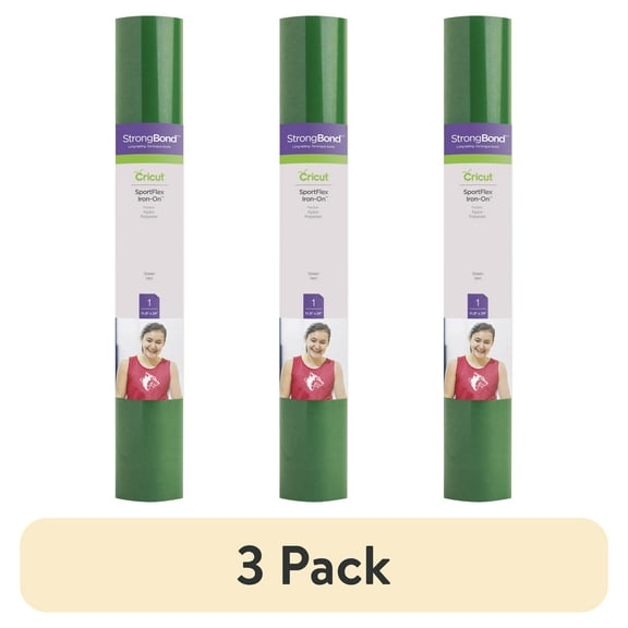 (3 pack) Cricut SportFlex Iron-On Vinyl, Green, 11.8" x 24"