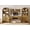 Walnut, variant on Modern Home Office Set, 53.5" Modern Executive Desk with Charging Station and Drawers & 2 Piece 71"H Tall 8-Tier Arched Bookcases with Cabinet for Living Room, Bedroom, Home Office