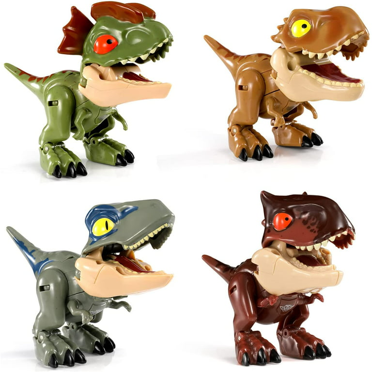 ISHANTECH Transform Robot Dinosaur Toys for Kids 3 4 5 6 7 Years，4Pcs  Transforming Mini Dinosaur Figures, Jurassic Dino Action Figure T-Rex