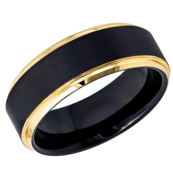 Men's Women's Tungsten Wedding Band Engagement Ring 8mm Brushed Black & Rose Gold Plated Ring, SZ 10.5