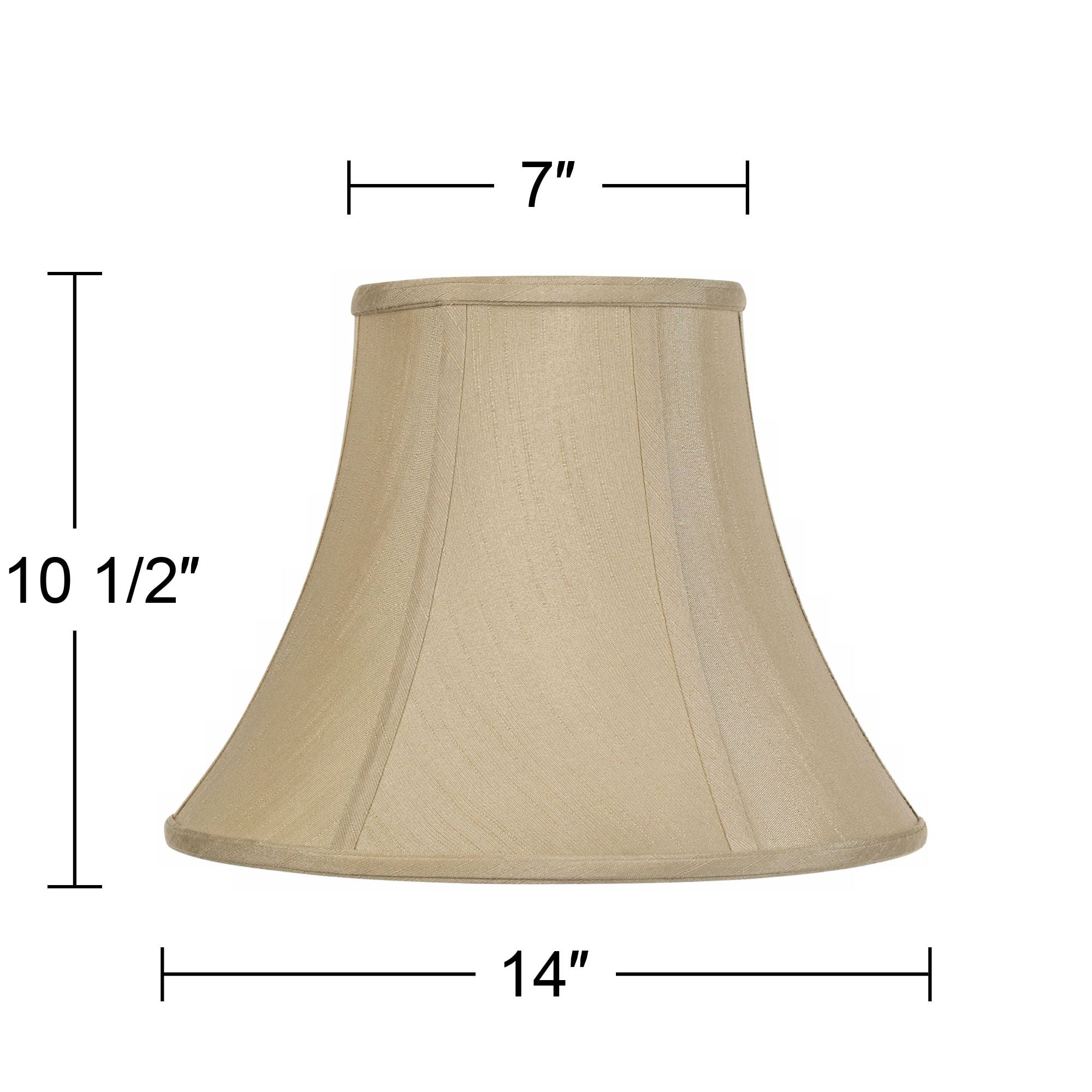 Imperial Shade Taupe Medium Bell Lamp Shade 7" Top x 14" Bottom x 11" Slant x 10.5" High (Spider) Replacement with Harp and Finial