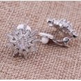 thumbnail image 3 of Clip on 1" silver or gold clear straight stone starburst button style earrings, 3 of 4