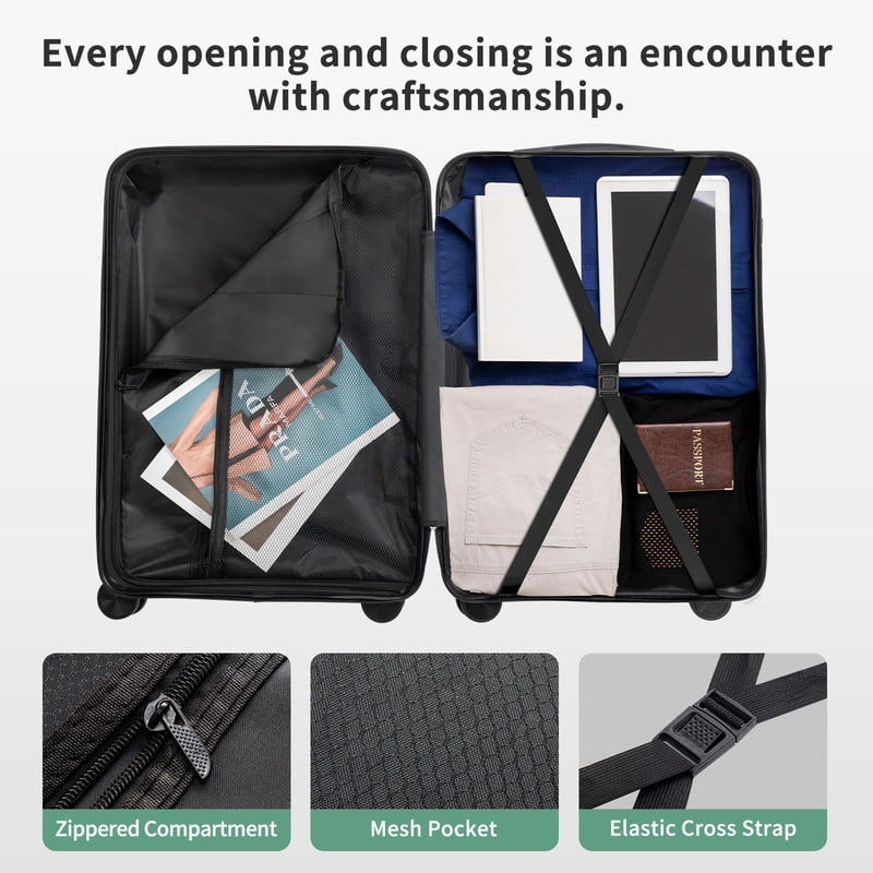 Alikpop 28 Inch Dark Green PP Hardside Spinner Luggage, Large Checked Suitcase with Combination Lock