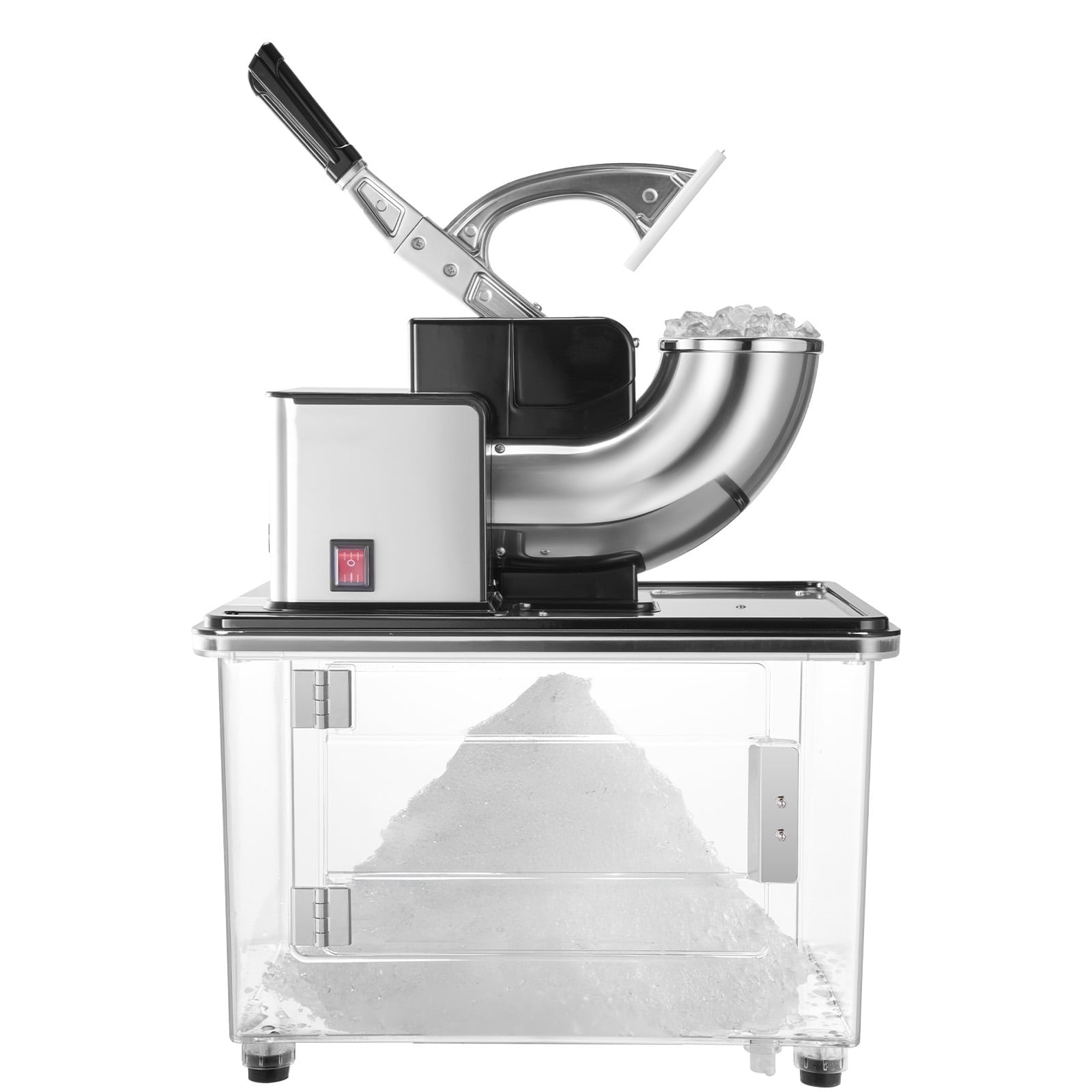 KFFKFF Commercial Ice Crusher 661LBS/H, 350W Electric Snow Cone Machine with 4 Blades, 2000RPM Stainless Steel Shaved Ice Maker with 11 Gal Ice Storage, Ideal for Homes, Restaurants, and Bars, Black