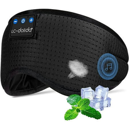 LC-dolida Sleep Mask/Eye Mask, Bluetooth Sleep Headphones with Wireless Bluetooth 5.2 Headphones, Women Men Eyemask with Thin Speakers Sleeping Headphones for Side Sleeper,Black