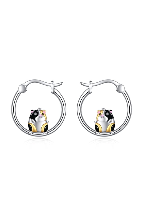 Guinea Pig Earrings 925 Sterling Silver Cute Animal Guinea Pig Hoop Earrings Jewelry Birthday Gifts for Women