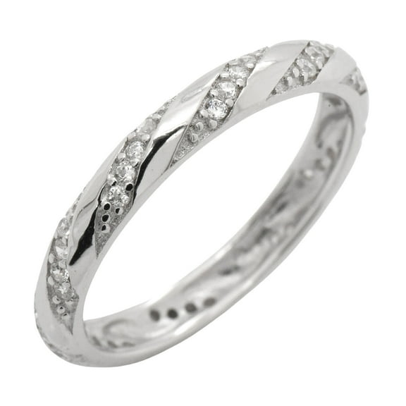 Minimalist Twisted Full Eternity Diamond Ring 1.6 Ct Diamond 14K White Gold Over