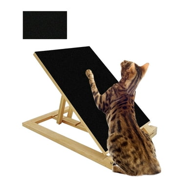 Hamiledyi Tilted Cat Nail File Scratcher with Ramp Vertical Cats Claw Scratching Boards with Replaceable Sandpaper 3 Adjustable Height Wooden Kitten Scratch Manicure for Kittens
