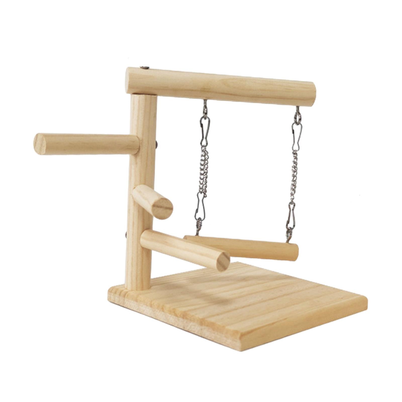 Tabletop Wooden Parrot Play Stand, Portable Bird Training Tee Perch, Cage Gym Playground for Small Medium Parakeets, Budgies, Cockatiels( Style B )