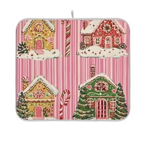 Yayeee Dish Drying Mat for Kitchen Counter 16"x18" Microfiber Absorbent Pad, Pink Christmas House