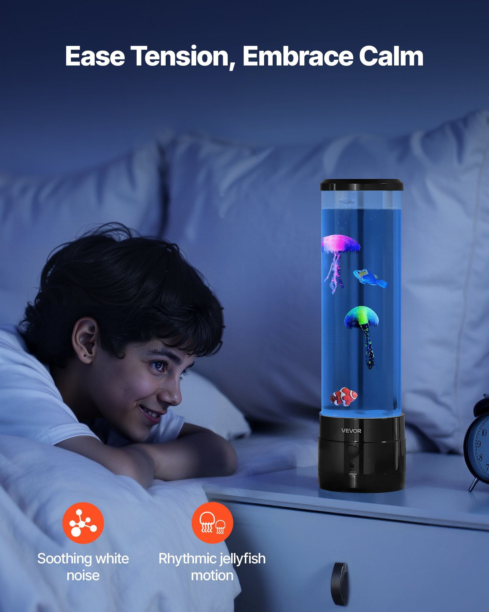 Water Bubble Fish Lamp with 16 LED Colors & Remote – Sensory Night Light for Bedrooms
