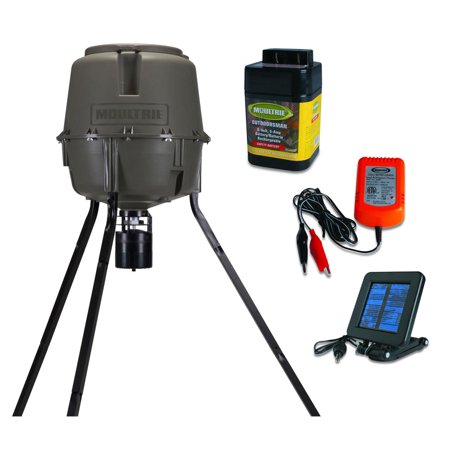 Moultrie 30 Gal Adjustable Height Deer Feeder Solar Panel 6v