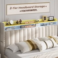 thumbnail image 5 of Upholstered Bed Frame with 4 Storage Drawers & 2-Tier Shelf King Size Bed Frame with Headboard & Side Pockets,Beige, 5 of 8
